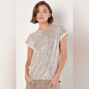 Brand New Apricot - Sequin Embellished T-Shirt